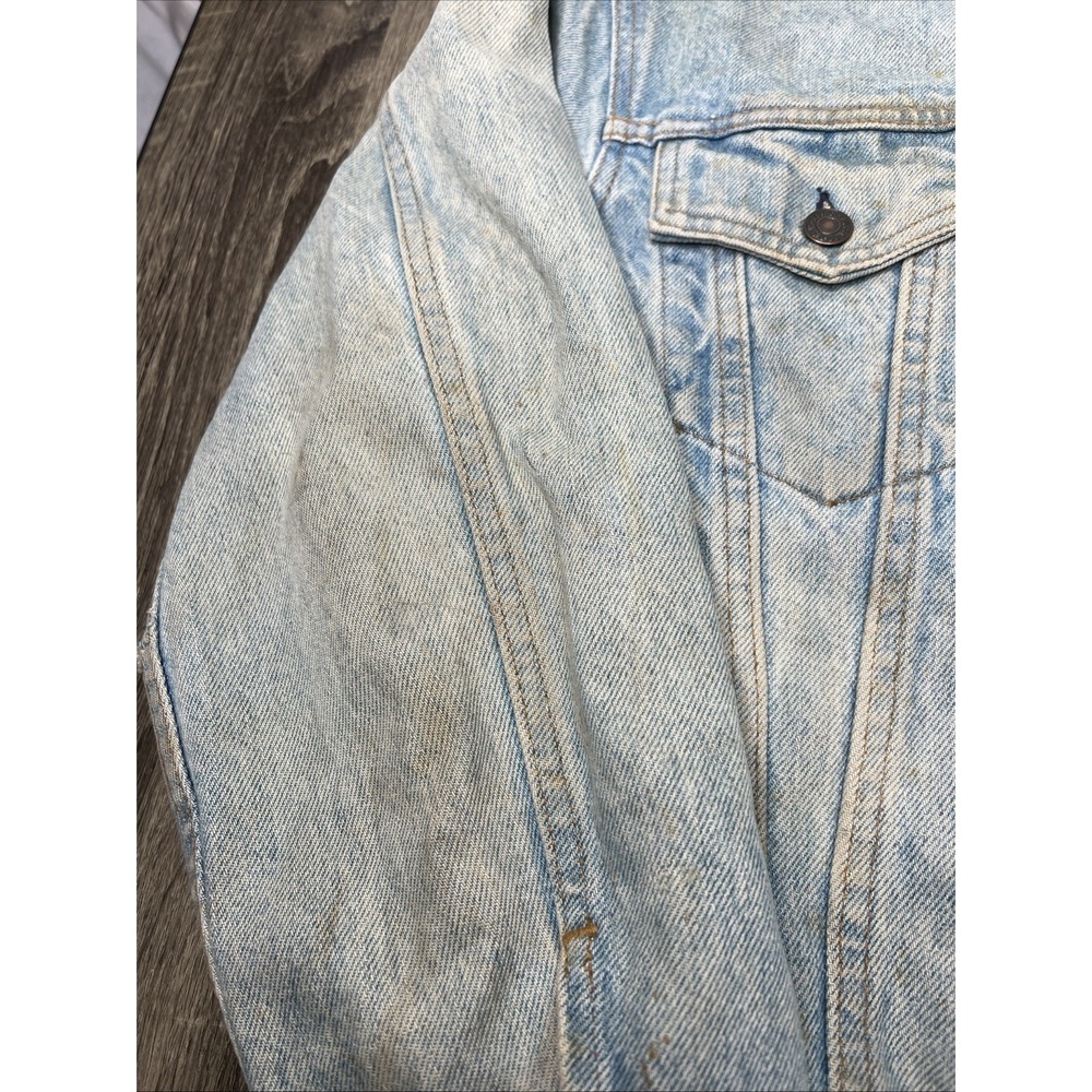 Levi's VTG 70s Denim Trucker Jacket Sz 44 Type 3 70505 0214 Light Wash Thrashed! - Picture 9 of 16